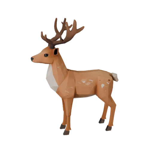 Modelo 3D de Veado Baixo Poli - Asset de Jogo Unity com FBX | Royalty-Free