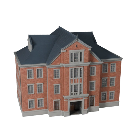 Low Poly Colonial House 3D Model for Realtime Game Asset