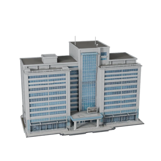 Modelo 3D de Edificio Hospitalario para Unity - Activo de Juego en Tiempo Real