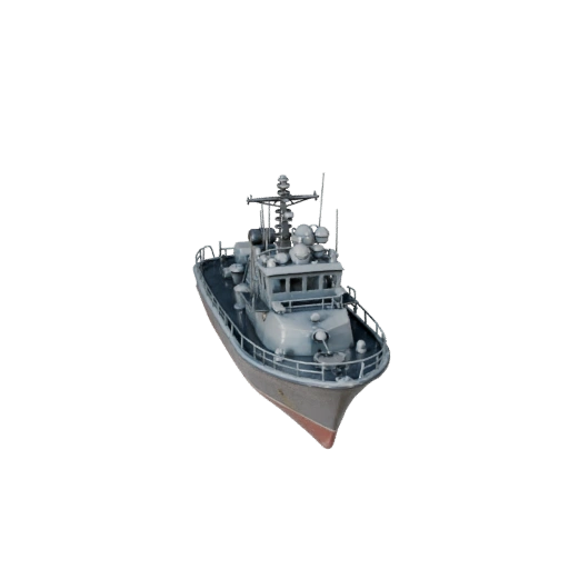 Bateau de patrouille vintage haute poly pour rendus de studio