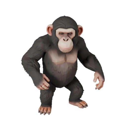 Modelo 3D de Chimpancé Poligonal Bajo - Asset de Juego para Unity con FBX | PBR