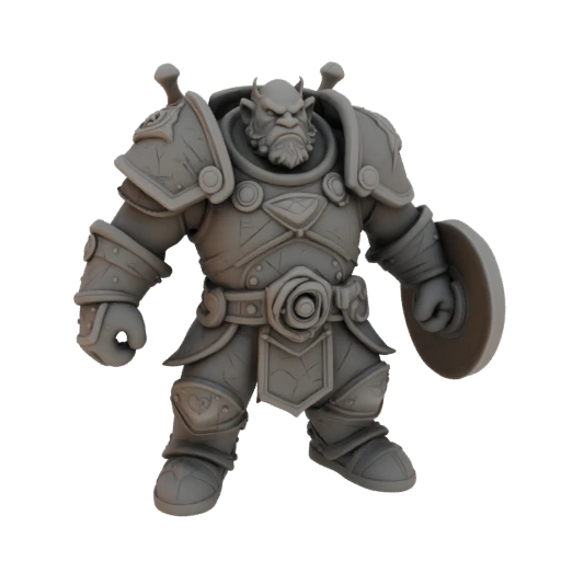 Fantasy Dwarf Warrior Miniature STL - Defensive