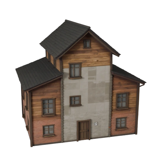Stylized Mountain Cabin 3D Model - Game Asset for Architecture
