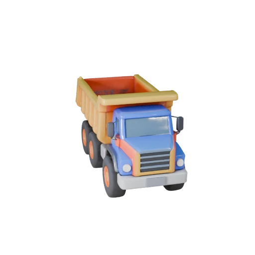 Modèle 3D de Camion Benne Dessin Animé pour Jeux Stylisés Actif PBR