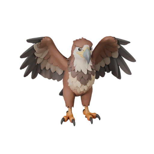 Modèle 3D d'Aigle Harpie Dessin Animé - Actif Stylisé pour Animation