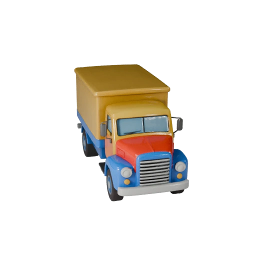 Cartoon Vintage Cargo Truck 3D Model - Stylized Game