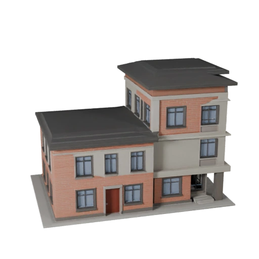 Modèle 3D de Maison Ranch Low Poly pour Jeux Temps Réel et RV