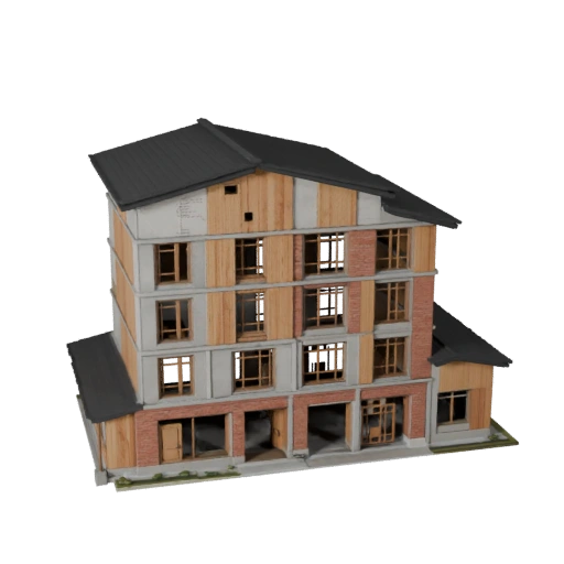 Maison Éco Stylisée Modèle 3D - Asset de Jeu pour l'Architecture