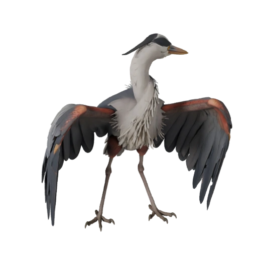 Realistic Heron 3D Model - Rigged PBR Asset for Games | Royalty-Free