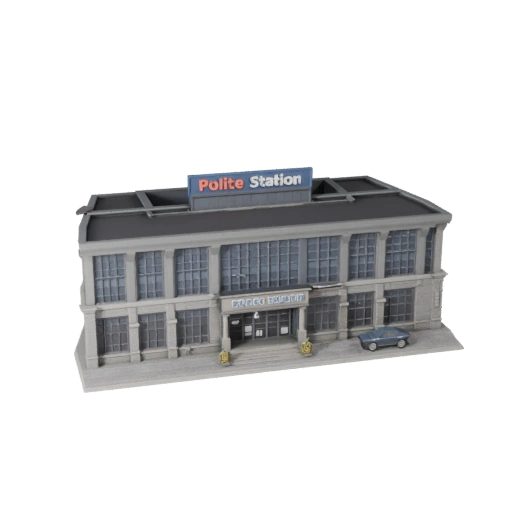 Modelo 3D de Estación de Policía para Blender - Recurso de Render