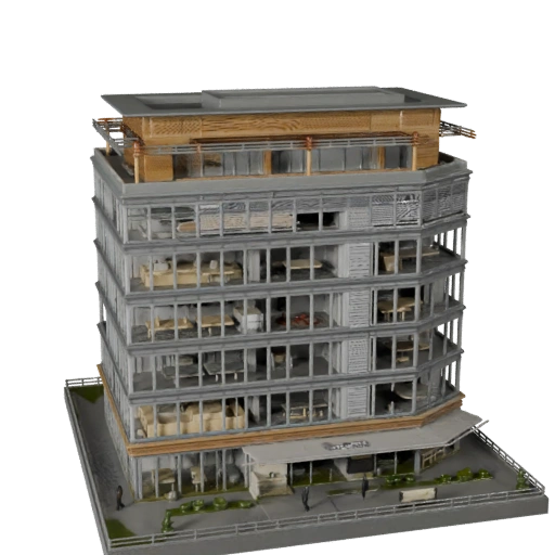 Edificio de Oficina Coworking Imprimible STL Modelo 3D - Asset a Escala
