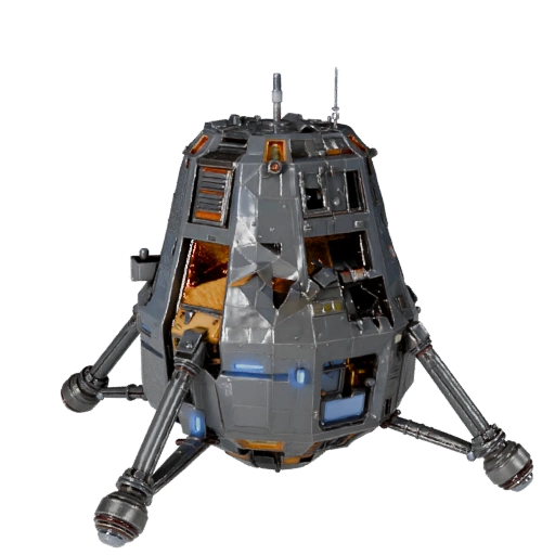 Modelo 3D de Módulo Lunar Poligonal Bajo para Juegos de Unity y Unreal