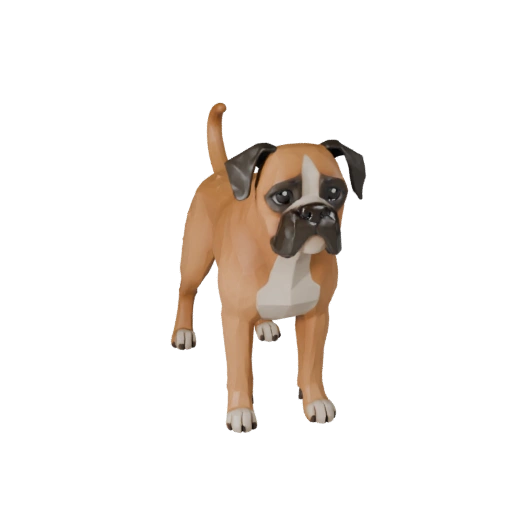 Modelo 3D Cão Boxer Baixo Poli - Asset de Jogo Unity com FBX | PBR