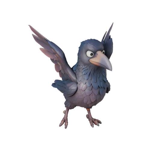 Cartoon Rabe 3D Modell - Stilisierte Asset für Animation | Lizenzfrei