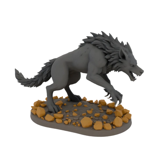 Miniature STL d'Ennemi Loup-Garou Abyssal Dark Fantasy