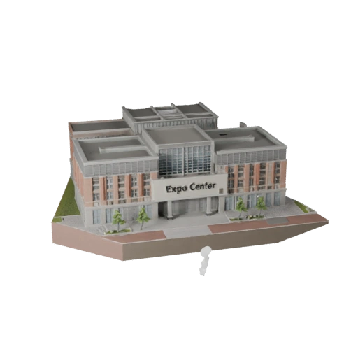 Modelo 3D Estilizado de Centro de Exposiciones - Activo de Juego para Arquitectura