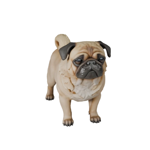 High Poly Pug Dog 3D Model - Detailed STL Asset for Printing