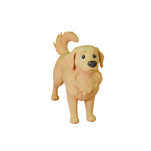 Cartoon Golden Retriever Dog 3D Model - Stylized Asset for Animation