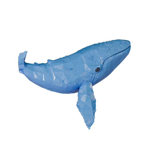 Modelo 3D de Baleia Azul Baixo Poli - Asset para Jogo Unity com FBX | PBR