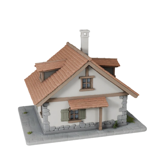 Stylized Cottage 3D Model - Game Asset for Architecture