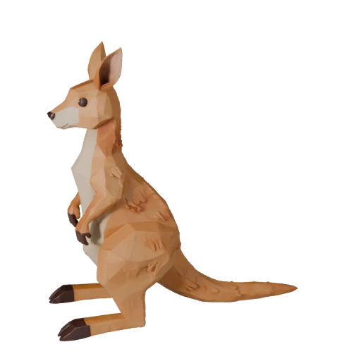 Low Poly Kangaroo 3D Model - Unity Game Asset with FBX | PBR