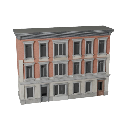 Low Poly Modular Street Facade Kit 3D Model for Games & VR