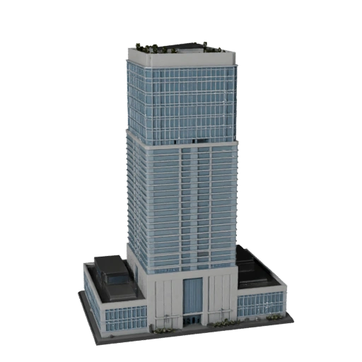 Torre de Distrito Financiero Estilizada Modelo 3D - Activo para Juegos