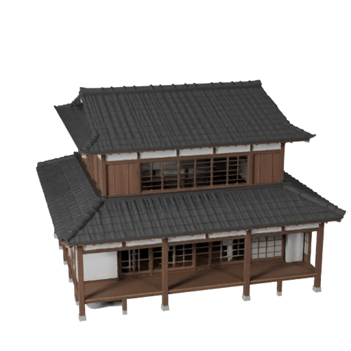 Modelo 3D de Casa Japonesa de Alto Poligonagem para Archviz de Arquitetura