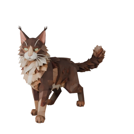 Low Poly Maine Coon 3D Model - Unity Game Asset with FBX | PBR