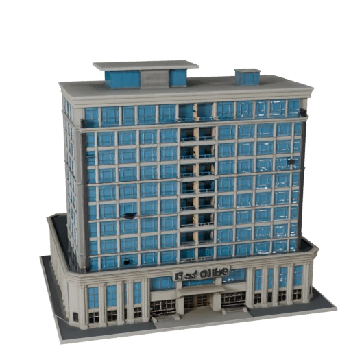 Modèle 3D de bureau de poste low poly pour jeux temps réel et RV
