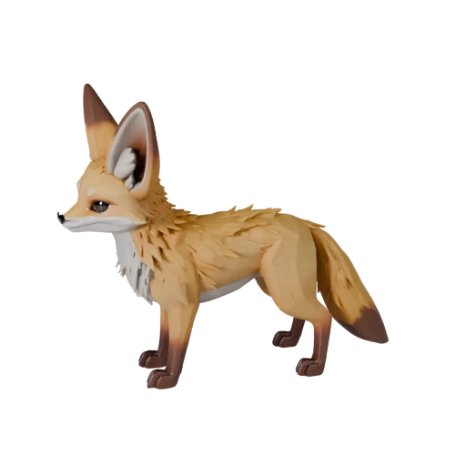 Modelo 3D Fennec Fox de Alto Poligonalaje - Recurso STL Detallado para Impresión