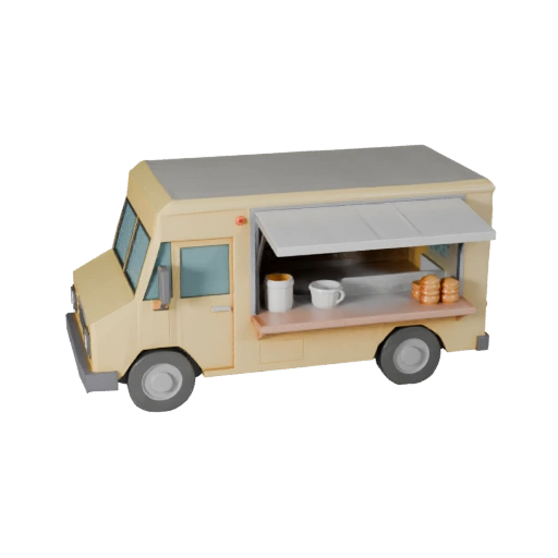 Modelo 3D de Caminhão de Comida Baixo Poli para Unity & Unreal PBR Asset (Legacy)