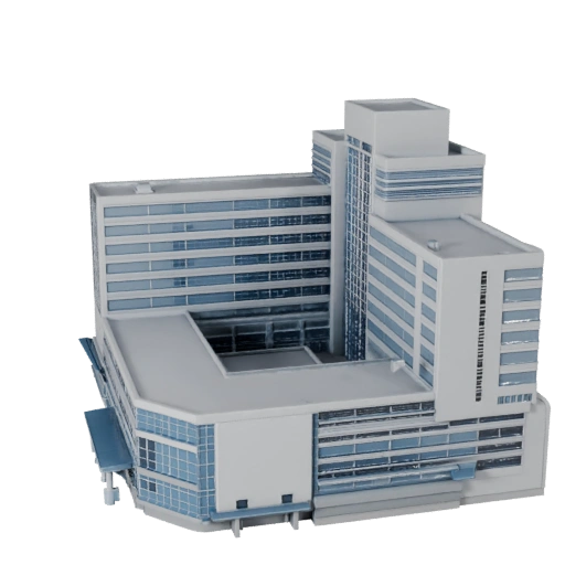 Edificio Hospitalario Imprimible STL Modelo 3D - Asset a Escala