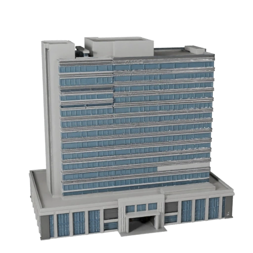 Low Poly Commercial Office Complex 3D Model for Games & VR