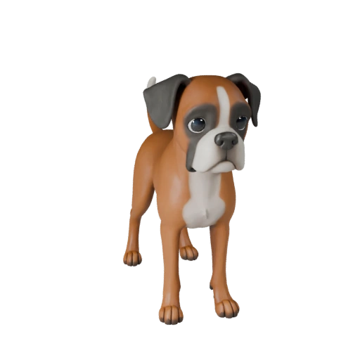 Modelo 3D de Cão Boxer de Desenho Animado - Asset Estilizado para Animação | PBR