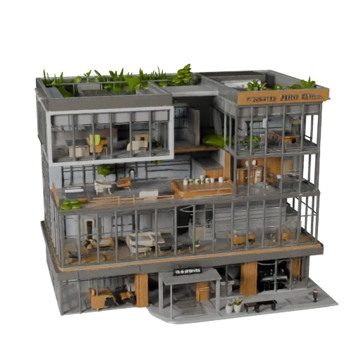 Low Poly Startup Hub Office 3D Model for Games & VR