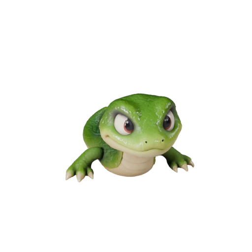 Modelo 3D de Sucuri Verde Desenho Animado - Asset Estilizado para Animação