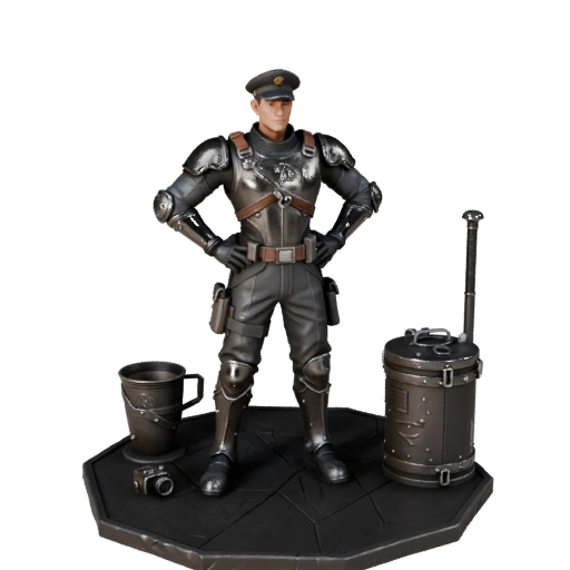 Realistischer gepanzerter NPC-Offizier Charakter Model - Geriggt