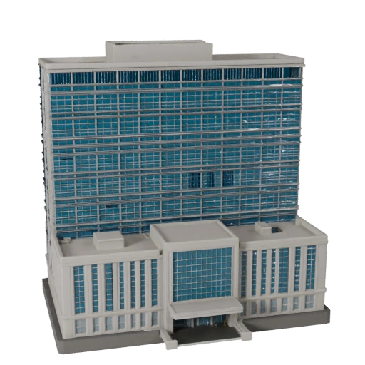 Bâtiment de siège social de banque imprimable STL Modèle 3D - Asset d'échelle