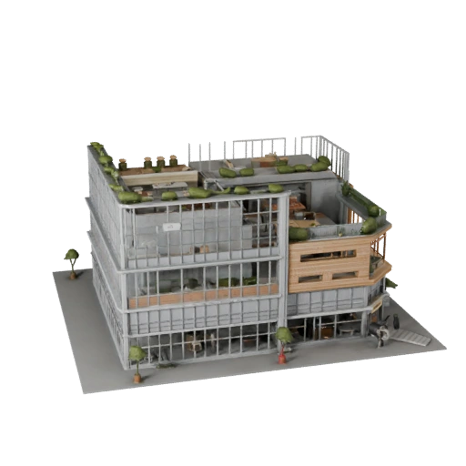 Modelo 3D de Edificio de Oficinas de Coworking para Blender - Activo de Render