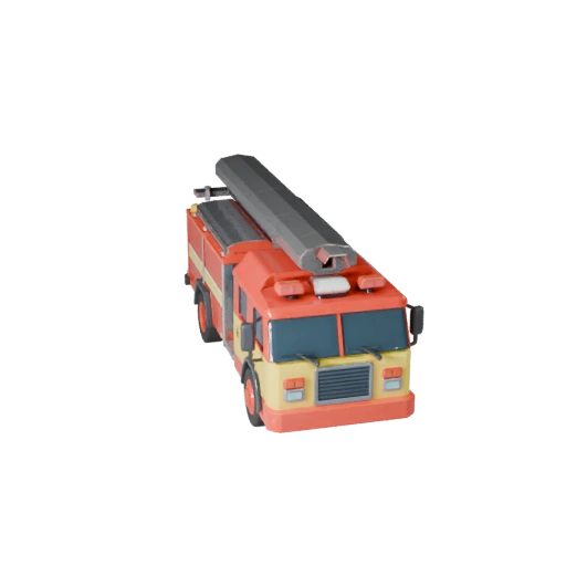 Camion de pompier dessin animé 3D pour jeux stylisés Actif PBR