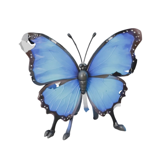 Modelo 3D de Mariposa Morfo Azul de Caricatura - Poligonal Bajo Estilizado