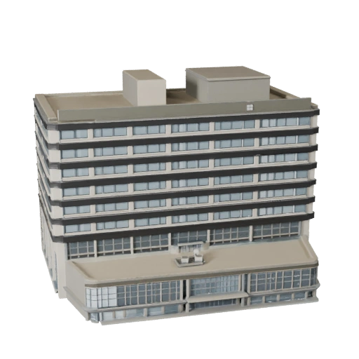 Stilisierte Geschäftszentrum 3D-Modell - Spiel-Asset für Architektur