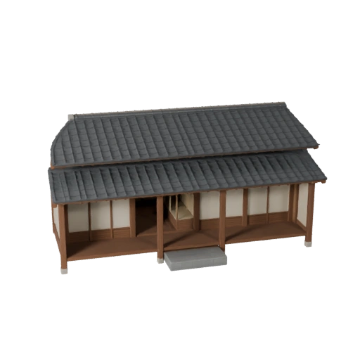 Modelo 3D de Casa Japonesa Estilizada - Asset de Jogo para Arquitetura