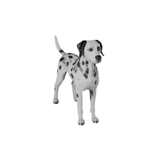 Modelo 3D Perro Dálmata Poligonal Bajo - Asset de Juego para Unity con FBX