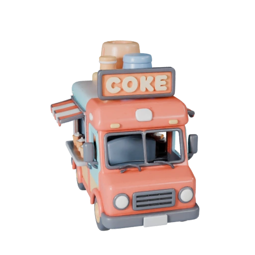 Modelo 3D de Caminhão de Comida Desenho Animado para Jogos Estilizados Ativo PBR (Legacy)