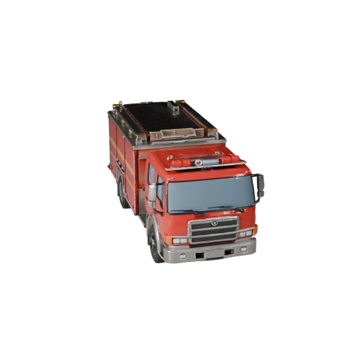 Modelo 3D de Camión de Bomberos para Unity - Activo de Juego Poligonal Bajo