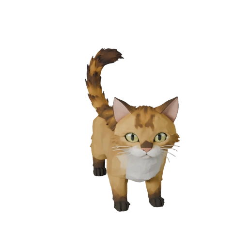 Modelo 3D de Gato Noruego del Bosque Polygonal Bajo - Asset de Juego para Unity con FBX