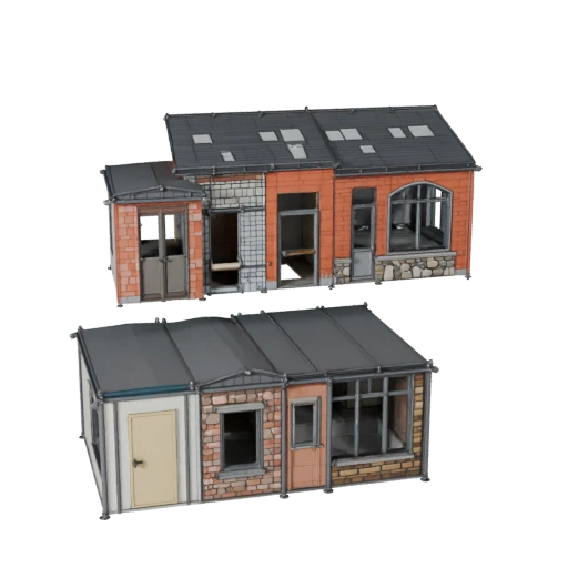Stilisierter modularer Wohnungsbausatz 3D-Modell - Spiel-Asset