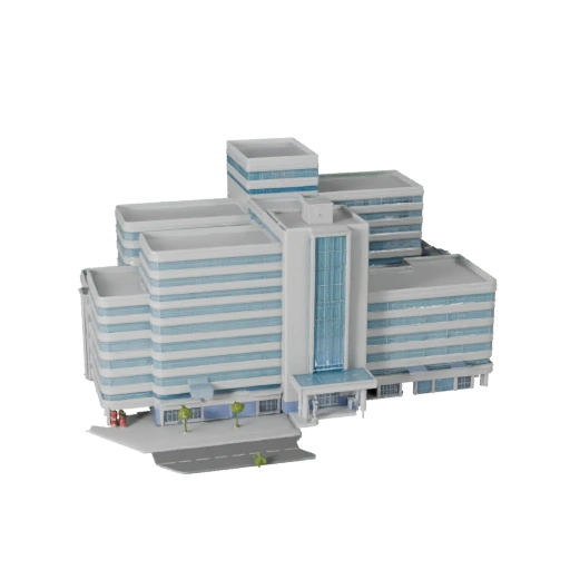 Modelo 3D de Edificio Hospitalario para Blender - Activo de Render
